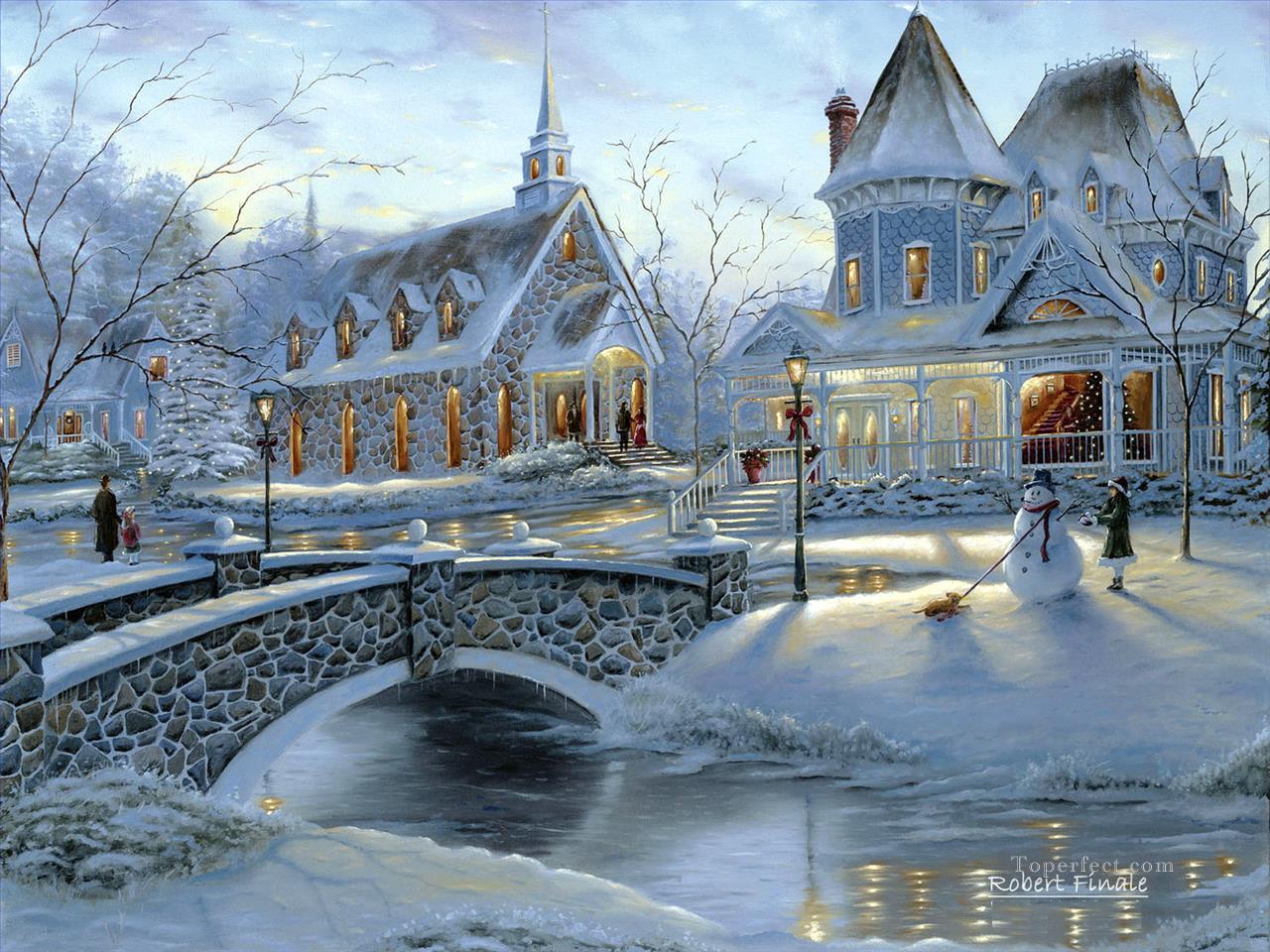 Hogar para Navidad Robert F invierno Pintura al óleo